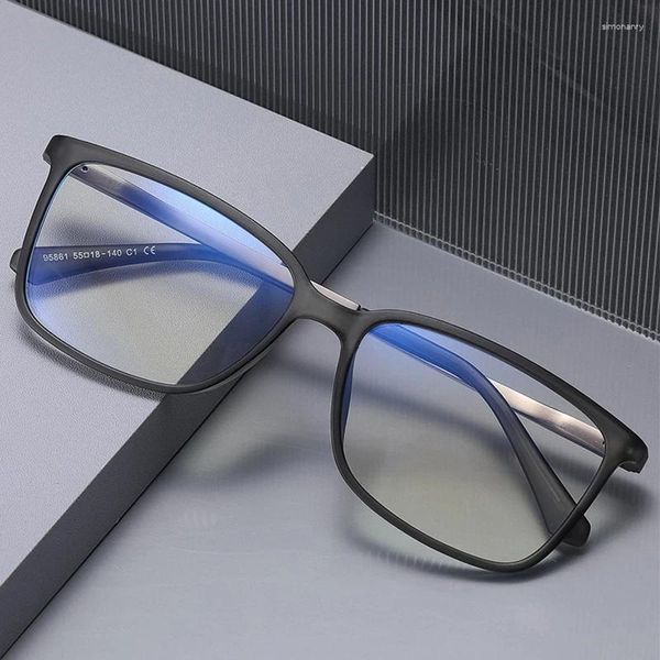 Lunettes de soleil Cadres 2024 Mode Super Light TR90 Transparent Noir Cadre Optique Prescription Lunettes Grande Taille Homme Anti-bleu Lunettes 29861