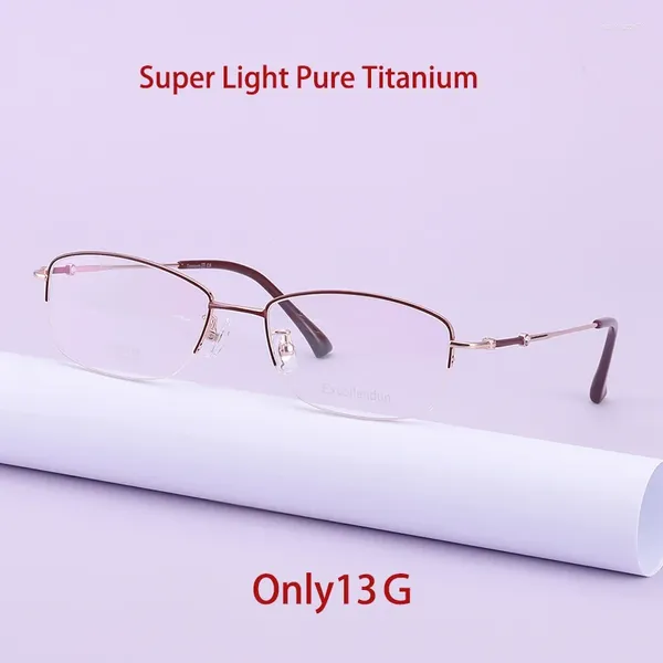 Lunettes de soleil Cadres 2024 Mode Super Light Mémoire Titanium Lunettes Demi-Monture Lunettes Femmes Optique Prescription Lunettes De Luxe 62756