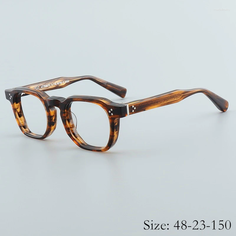 Solglasögon ramar 2024 mode vintage hård acetat ram TVR527 sfär myopia optisk glasögon retro fyrkantig handfartyg kvinnor man hög