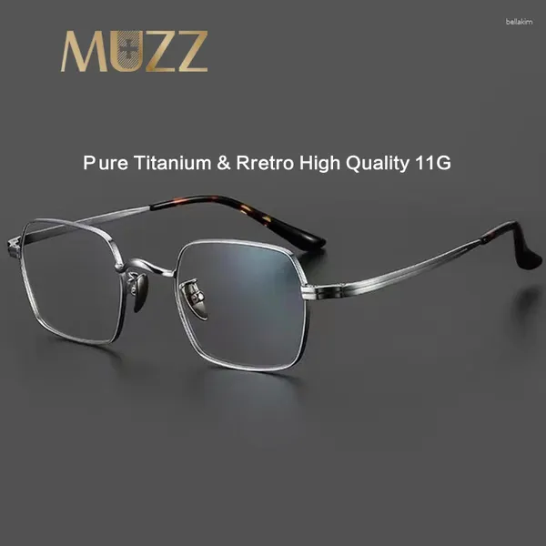 Lunettes de soleil Frames 2024 Lunettes en titane pur Super Light Square Prescription Eyeglass Myopia Hyperopia Eyeglass Eyewear de haute qualité