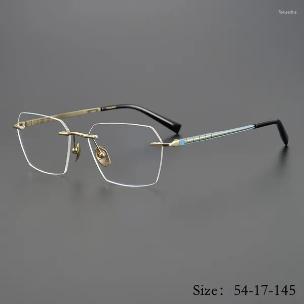 Marcos de gafas de sol 2024 Vintage Myopia Sphere Marco de gafas ópticas Ultraligero Titanio Órgano Templos Diseño Sin montura Retro Cuadrado Alto