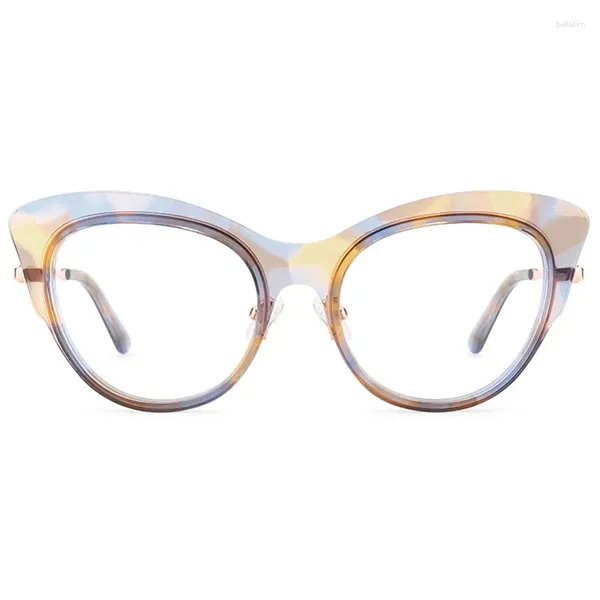 Cadres de lunettes de soleil 23 Euro-Am Butterfly Qualité Acétates Lunettes Cadre pour femmes52-19-45Nez réglable Pad léger Crystal Pinkfor Pre