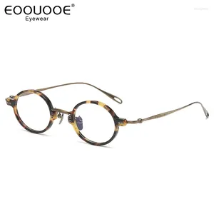 Lunettes de soleil Cadres 42mm Titane Hommes Lunettes Cadre Vintage Rond Femmes Optique Acétate Myopie Lunettes Lentille Claire Prescription Lecture