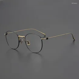 Lunettes de soleil Frames 50 mm 7g de haute qualité lunettes de titane de titane cadre femmes hommes vintage rond optique lentes myopia lunettes de lunettes