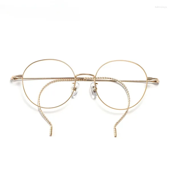 Lunettes de soleil Cadres 50mm Long Temple Rat Tail Design Lunettes Cadre Rond Myopie Anti Lumière Bleue Anti-reflet Optique Prescription Lecture