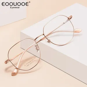 Lunettes de soleil Frames 52 mm Empières de mode 11g Lunes rose féminines légères Cadre Myopie Polygon Optics Lens de prescription de lunettes