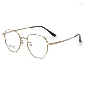 Lunettes de soleil Cadres 52mm Mode Lunettes Hommes Femmes Rétro Or Cadre Myopie Polygone Optique Lunettes En Métal Prescription Lentille