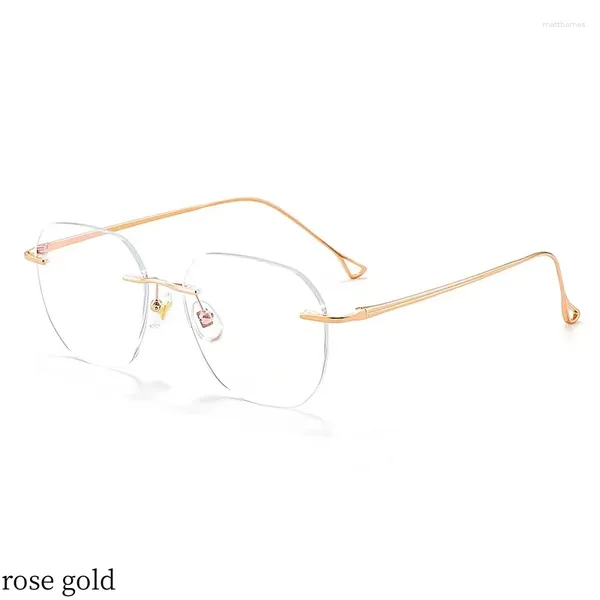 Lunettes de soleil Cadres 52mm Pure Titanium Rimless Lunettes Cadre Hommes Vintage Carré Prescription Myopie Sans Cadre Lunettes Femmes 99520