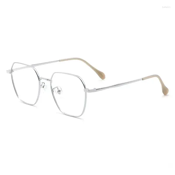 Cadres de lunettes de soleil Type 52 mm Titane non magnétique Full Frame Polygonal Eyewear pour hommes et femmes avec prescription de lumière anti-bleue 86308