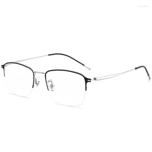 Lunettes de soleil Cadres 52mm Ultra Pure Titanium Half Frame Square Lunettes pour hommes et femmes Anti Blue Prescription 39011