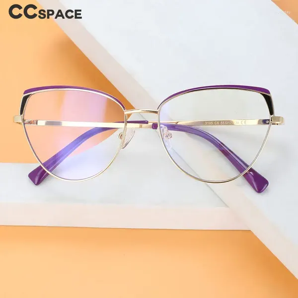 Lunettes de soleil Frames 56523 Fashion Luxury Metal Frame Fadre Femme Anti Blue Lunes Lumières Spring Hinge Cat Eye Optical