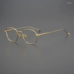 Marcos de gafas de sol 8.5 g Calidad redonda de titanio Vintage Marco para hombres Mujeres ópticas Miopía Lente de lentes de prescripción Diseñador