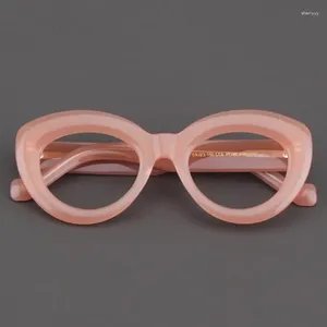 Zonnebrillen frames acetaat frame vrouwen modestijl kat oog roze retro vetgedrukte brillen optische leesmyopie voorschriften bril voor mannen