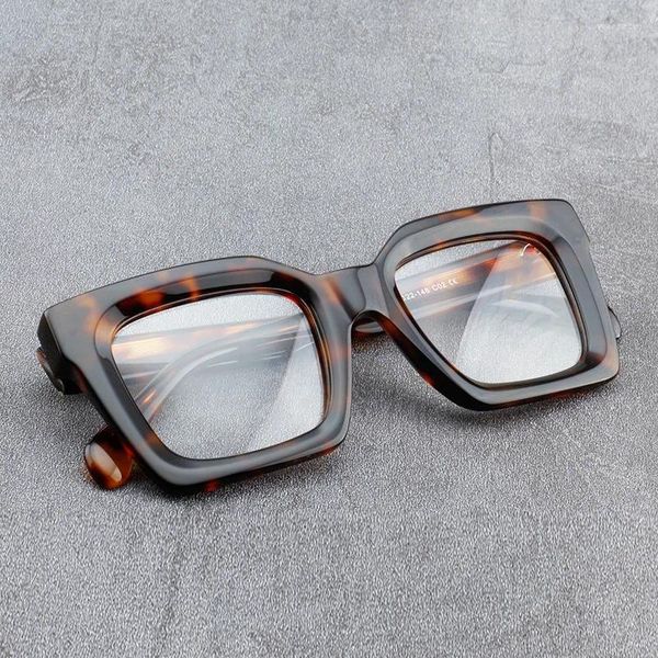 Lunettes de soleil Cadres Acétate Square Tortoise Lunettes Hommes Designer Lunettes classiques faites à la main Prescription Femmes Big Face Lunettes avec étui