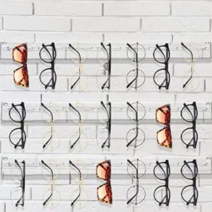 Marcos de gafas de sol, estante de exhibición de gafas acrílico, estante transparente moderno montado en la pared, colgador de 7 agujeros para el hogar