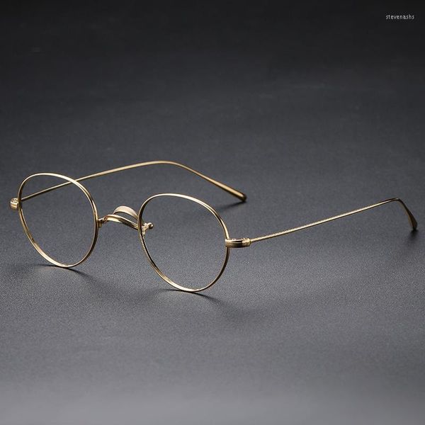 Monturas de gafas de sol Marca América Prescripción de titanio puro Retro Oval Ligero Miopía Gafas de lectura Montura Mujer de los hombres Lente óptica