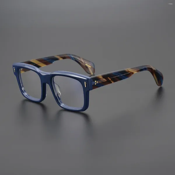 Lunettes de soleil Frames American Brand Design Acetate Rectangle Lunettes pour hommes Cadre des lunettes optiques épaisses vintage Spectacles de myopie tendance mâle