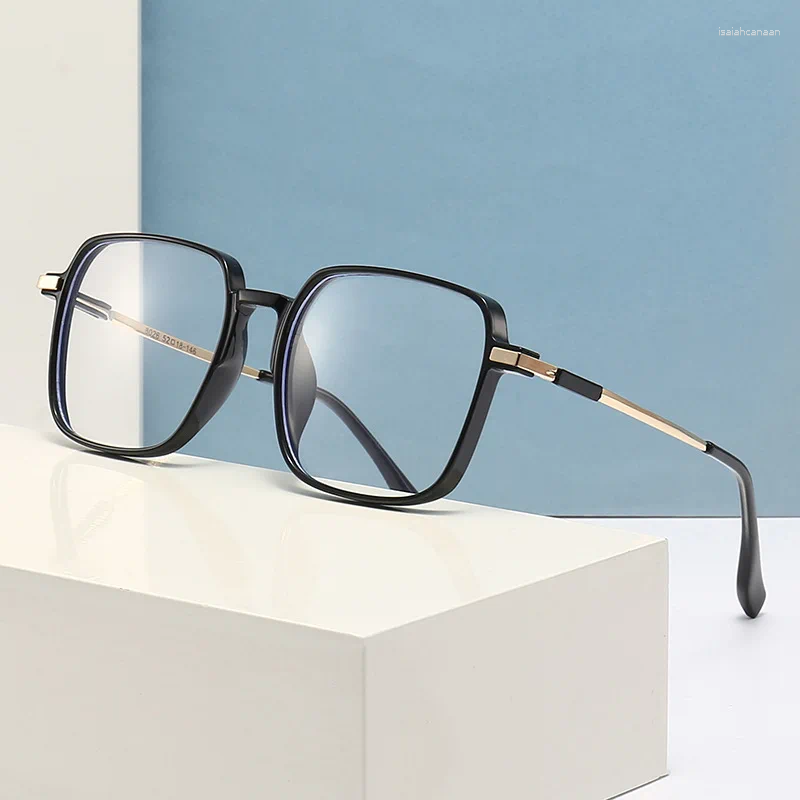 Solglasögon ramar anti blå ljus platt ögon män kvinnor glas trendiga lådor stor ram glasögon fashionabla färdig recept glasögon