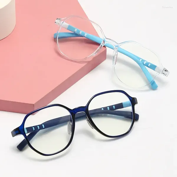 Lunettes de soleil Cadres Anti Blue Light Enfants Lunettes Square Enfants Garçon Filles Ordinateur Transparent Blocage Lunettes Réfléchissantes Silicone Doux