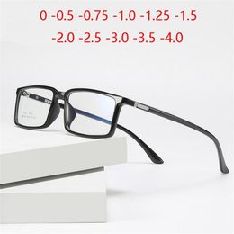 Zonnebrilmonturen Anti-blauw licht Vierkant Bril op sterkte Heren TR90 Bijziendheidslens Optisch spektakel bijziendheid Lunettes 0 0 5 0 75 tot 4 0 231005