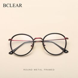 Zonnebril Frames BCLEAR Legering TR90 Bril Frame Mannen Ultralight Vrouwen Vintage Ronde Recept Brillen Retro Optische Frame Eyewear 230630