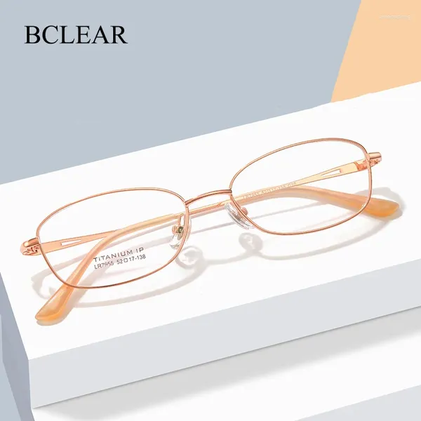 Lunettes de soleil Frames Bclear Ultra Light Ovale confortable Small Face Eyeglass Titanium Fashion Diamond Luxury Optical Prescription Cadre de prescription