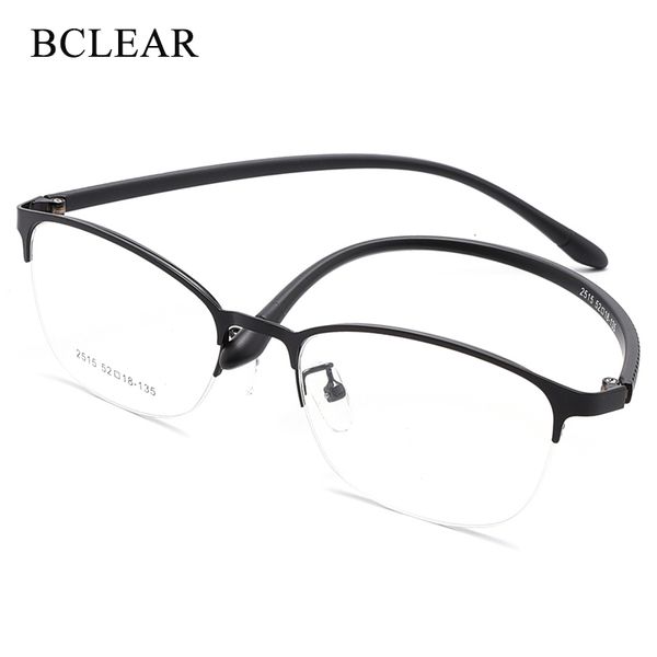 Lunettes de soleil Cadres BCLEAR UrltraLight Femmes Alliage Ovale Pleine Demi Jante Lunettes Lunettes Avec Jambes Flexibles IP Galvanoplastie 2515 230325