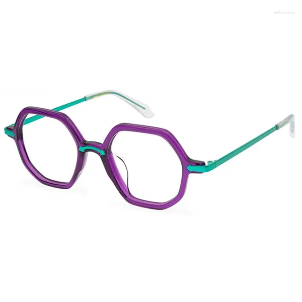 Marcos de gafas de sol Belight Optiacl Fancy Candy Color Acetato con forma cuadrada de metal Gafas Marco Hombres Mujeres Anteojos recetados Gafas