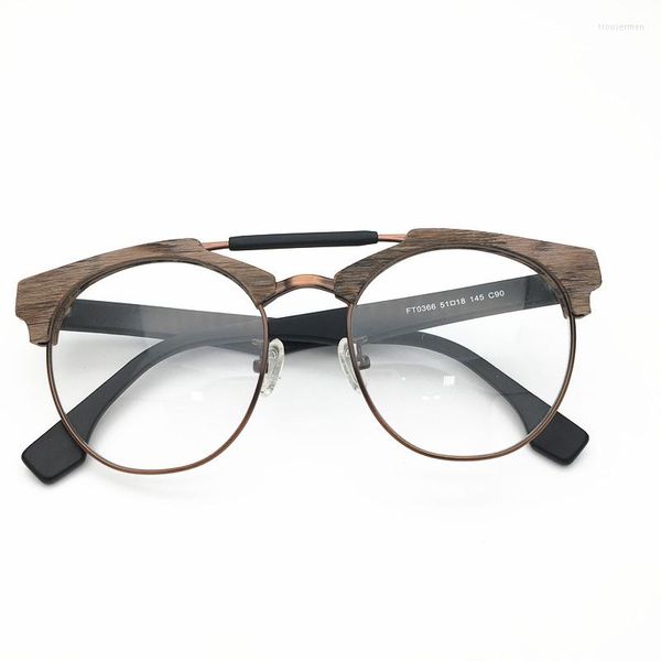 Lunettes de soleil Cadres Belight Optique Hommes En Bois Demi Sans Monture Double Faisceau Classique Lunettes Designer Lunettes Mode Prescription Lunettes