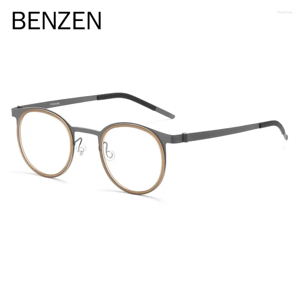 Lunettes de soleil Frames Benzen Retro Round Round Titanium Lunes FaSt Men Prescription Eyeglass Women Vintage Myopia Optical Eyewear 5810