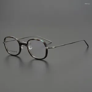 Lunettes de soleil Frames Big Brand Niche Lunes Fadre des hommes et des femmes Ultra-Light Pure Titanium Square Retro Face Literary Prescription