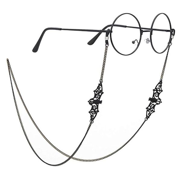 Lunettes de soleil cadres noir creux chauve-souris perles lien chaîne lunettes chaînes lunettes porte-corde sangle cordon cou bande accessoires