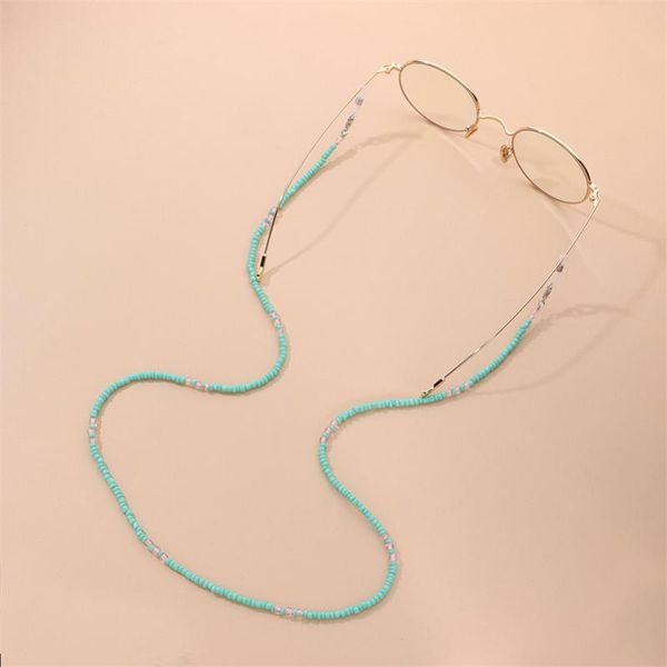 Monturas de gafas de sol, cuentas azules transparentes, 70cm, cadena para gafas de mujer, joyería de moda, máscara antideslizante antivibración, cuerda 2021, producto al por mayor