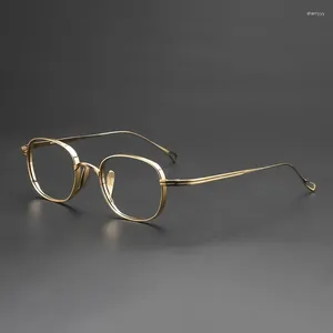 Zonnebrilmonturen Merkontwerp Brillen op sterkte Frame Puur titanium Heren Retro ronde bril Vintage lezen Unisex