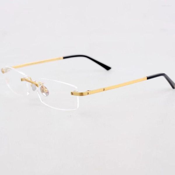 Lunettes de soleil Cadres Marque Vintage Rimless Titanium Lecture Femmes Hommes Lunettes Cadre Optique Carré Lunettes Prescription Lunettes 0087O 10A Cadeau