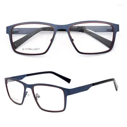 Lunettes de soleil Frames Business Men Eyeglass pour les lunettes optiques carrées RECTANGE RECTANGE ENVIE en acier inoxydable Full Rim Metal Rx Spectacles