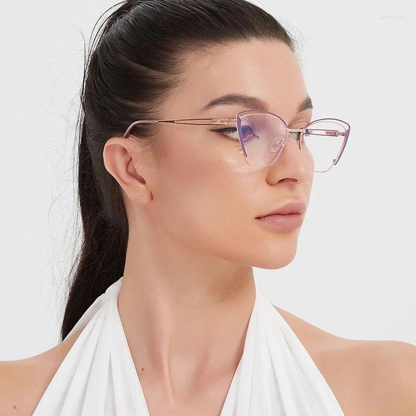 Lunettes de soleil Cadres Cat Eye Lunettes Mode Rétro Ultra Light Alliage Lunettes Papillon Spectacle Myopie Hyperopie Optique Prescription 97334