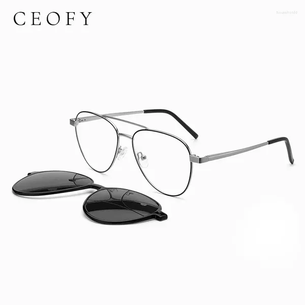 Lunettes de soleil Cadres Ceofy Hommes Mode Lunettes Cadre Optique Prescription Sun Clip Sur Polarisé Marque Design Lunettes De Haute Qualité