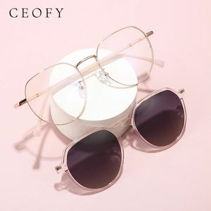 Lunettes de soleil Cadres Ceofy Femmes Mode Lunettes Cadre Polarisé Clip Sur Marque Designer Myopie Prescription Rétro Lunettes 231123