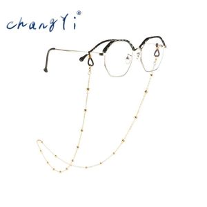 Lunettes de soleil Cadres Changyi Bohême 2021 Tendance Goldful Perles Lunettes Chaînes suspendues Femmes Masque Chaîne Mode Bijoux Antidérapant Métal