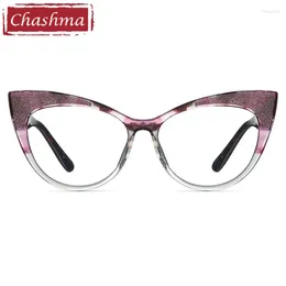 Zonnebrillen Frames Chashma Fashion Cat Eye -bril Optische transparante lensontwerper TR 90 Light Women