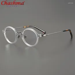 Marcos de gafas de sol Chashma Hombres Gafas graduadas Acetato Redondo Masculino Gafas ópticas Gafas de moda Gafas de calidad superior para mujeres