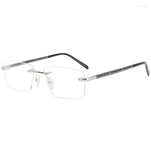 Lunettes de soleil Cadres Chashma Lunettes sans monture Cadre en titane pur Charnière à ressort Qualité Prescription Optique RX Cristal Spectacle Pas de décoloration Rouille