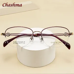 Lunettes de soleil Cadres Chashma Femme Haute Qualité Designer Titanium Semi Rim Prescription Lunettes Cadre Optique Femelle Lunettes Légères