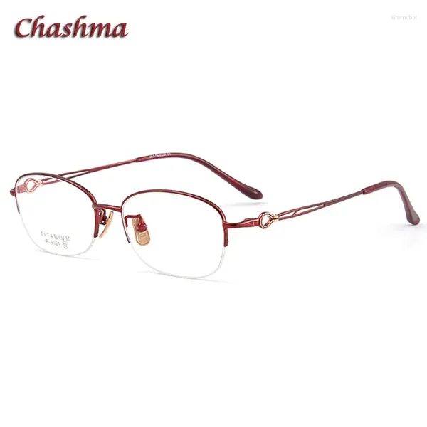 Lunettes de soleil Frames Chashma Femme Titane Design Élégant Lunets de prescription Half-Frame Femelle Femelle légère 8g Flexible Eyewear