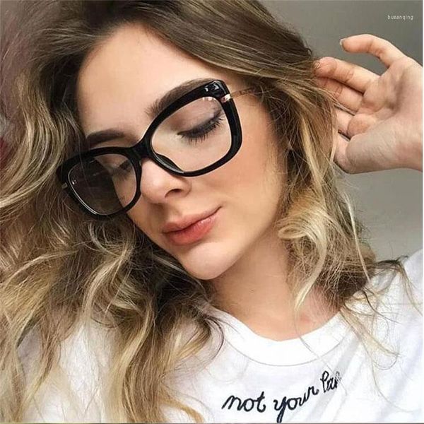 Monturas de gafas de sol Clear Fashion Square Eyeglasses Designer Gafas transparentes Mujeres Spectical Frame Lens Sexy Oculos