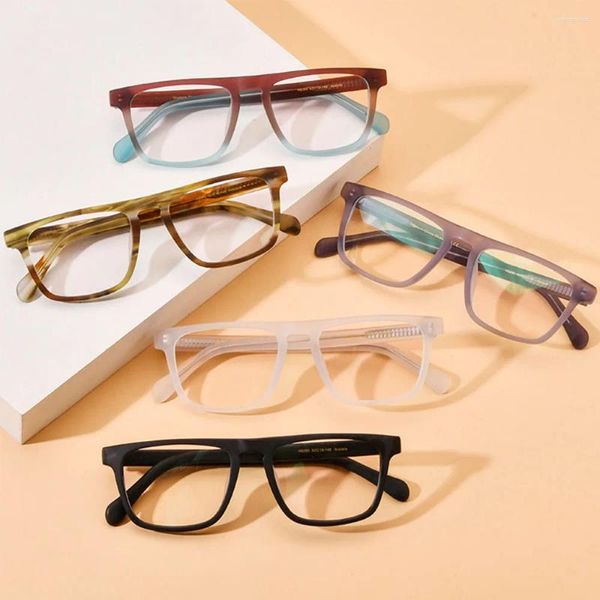 Lunettes de soleil Cadres Coloré Givré Rectangle Acétate Optique Lunettes Cadre Marque Vintage Hommes Femmes Lunettes Personnalisé Lentilles Personnalisées