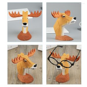 Montature per occhiali da sole Creativo Legno intagliato a mano Porta occhiali Supporto per occhiali Figurina animale per scrivania Home Decor D88