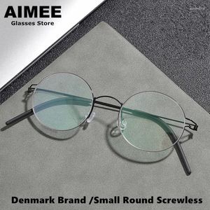 Lunettes de soleil Frames Denemark Brand Designer Lunes Titanium Fames Men Small Round Round Screwless Prescription Eyeglass Women Myopia Eyewear