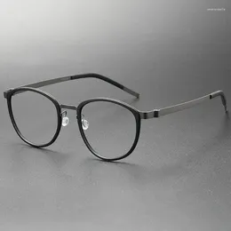 Lunettes de soleil Frames Danemark Brand de haute qualité Titane Eyeglass Men Femmes Vintage Vint à la main Lunes sans vis de prescription optique Eyewear
